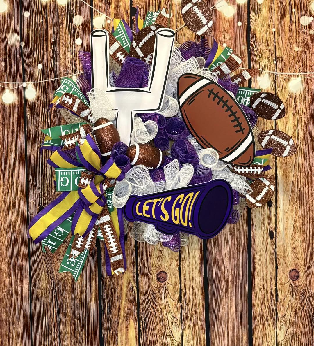 Purple Pirate Football Wreath