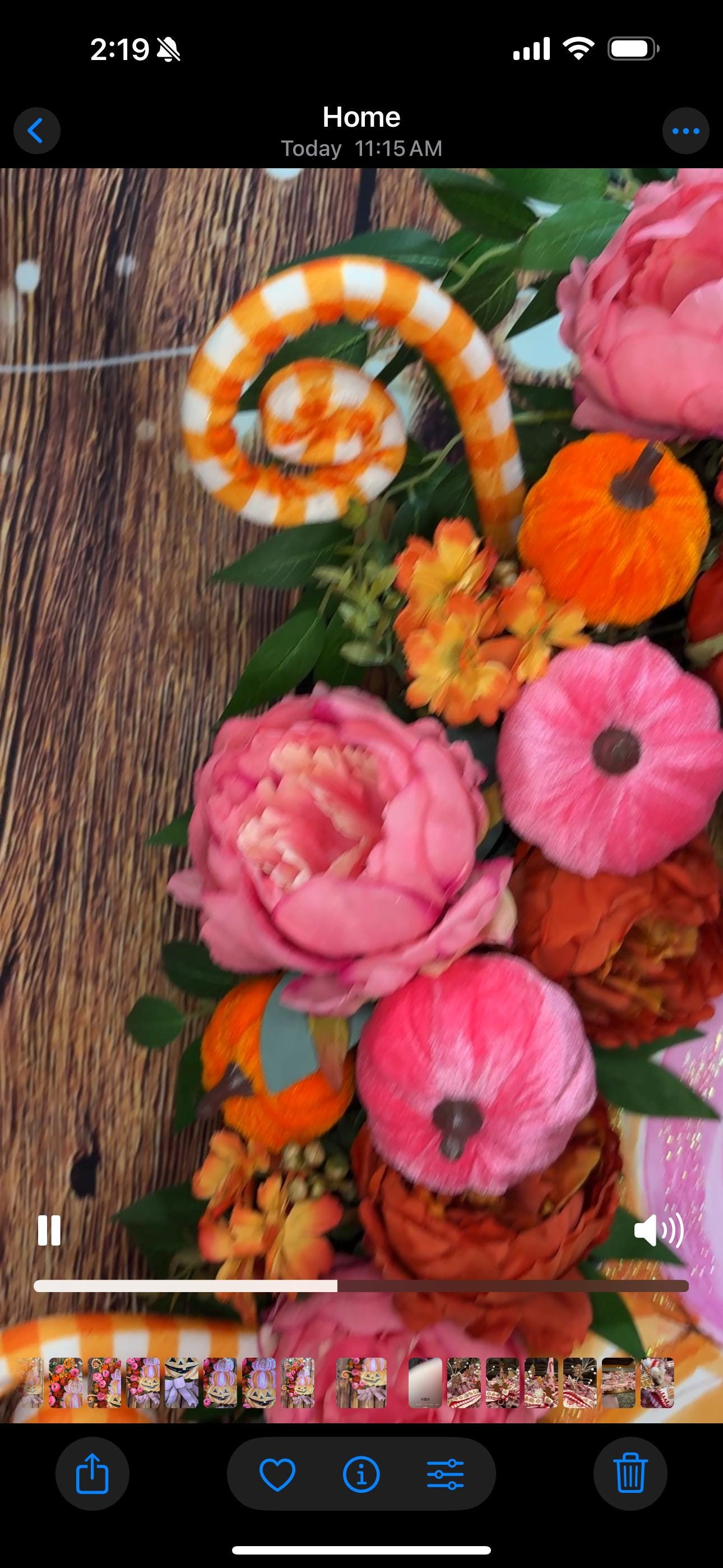 Whimsical Halloween Wreath with a Round Top Collection Pumpkin Stack, Pink and Orange Peonies, and Velvet Pumpkins