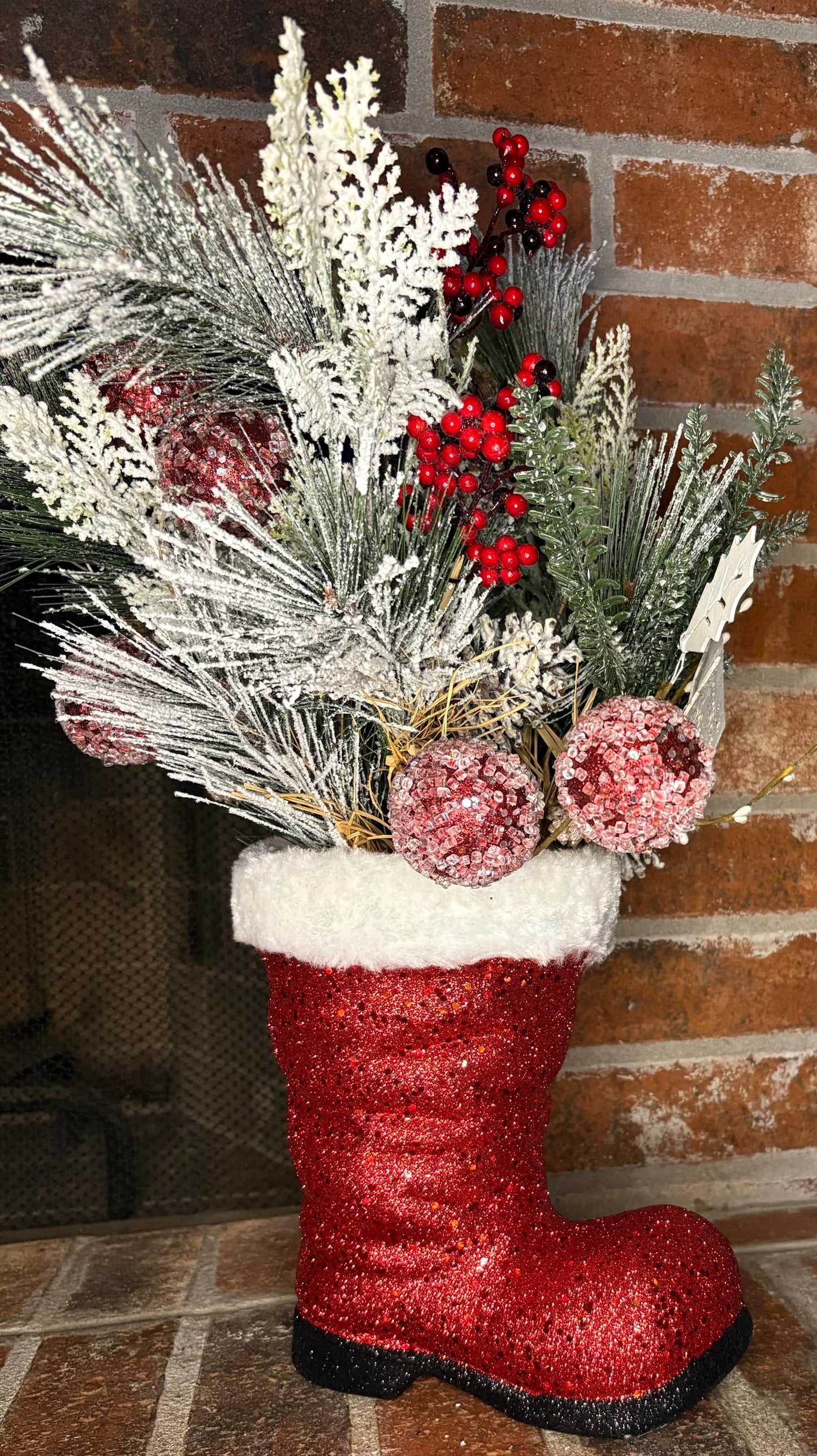 Glitter Santa Boot Centerpiece