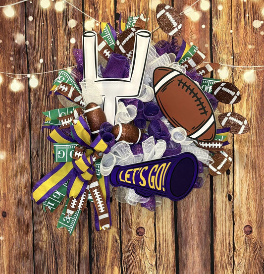 Purple Pirate Football Wreath