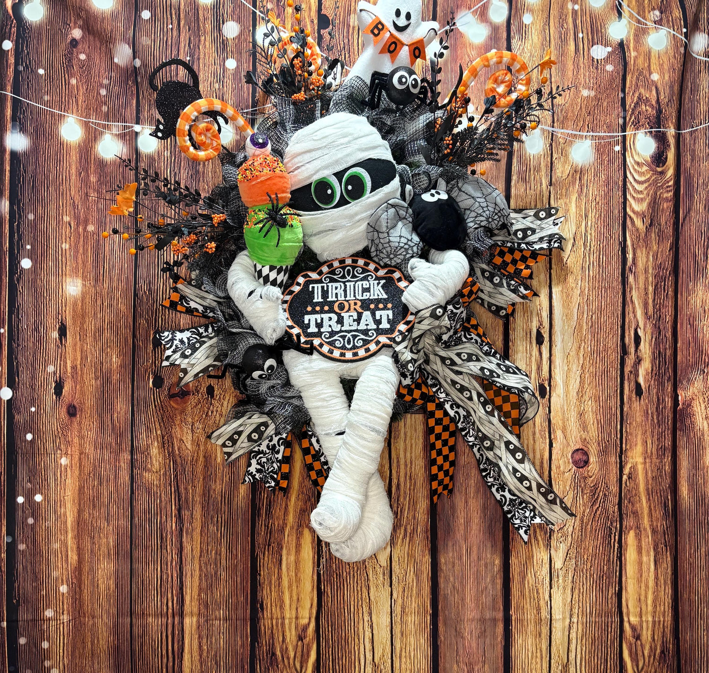 Spooky Cute Mummy Wreath