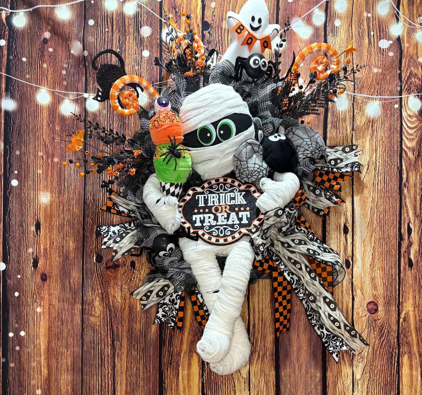 Spooky Cute Mummy Wreath